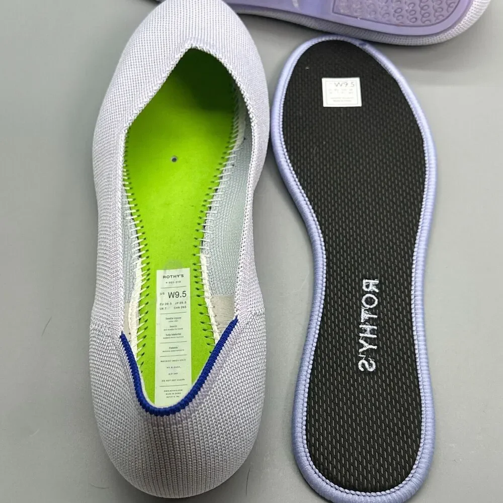 Rothy's The Flat Women's 9.5 Blue Purple Pale Slip Round Toe Comfort Ballet Shoe